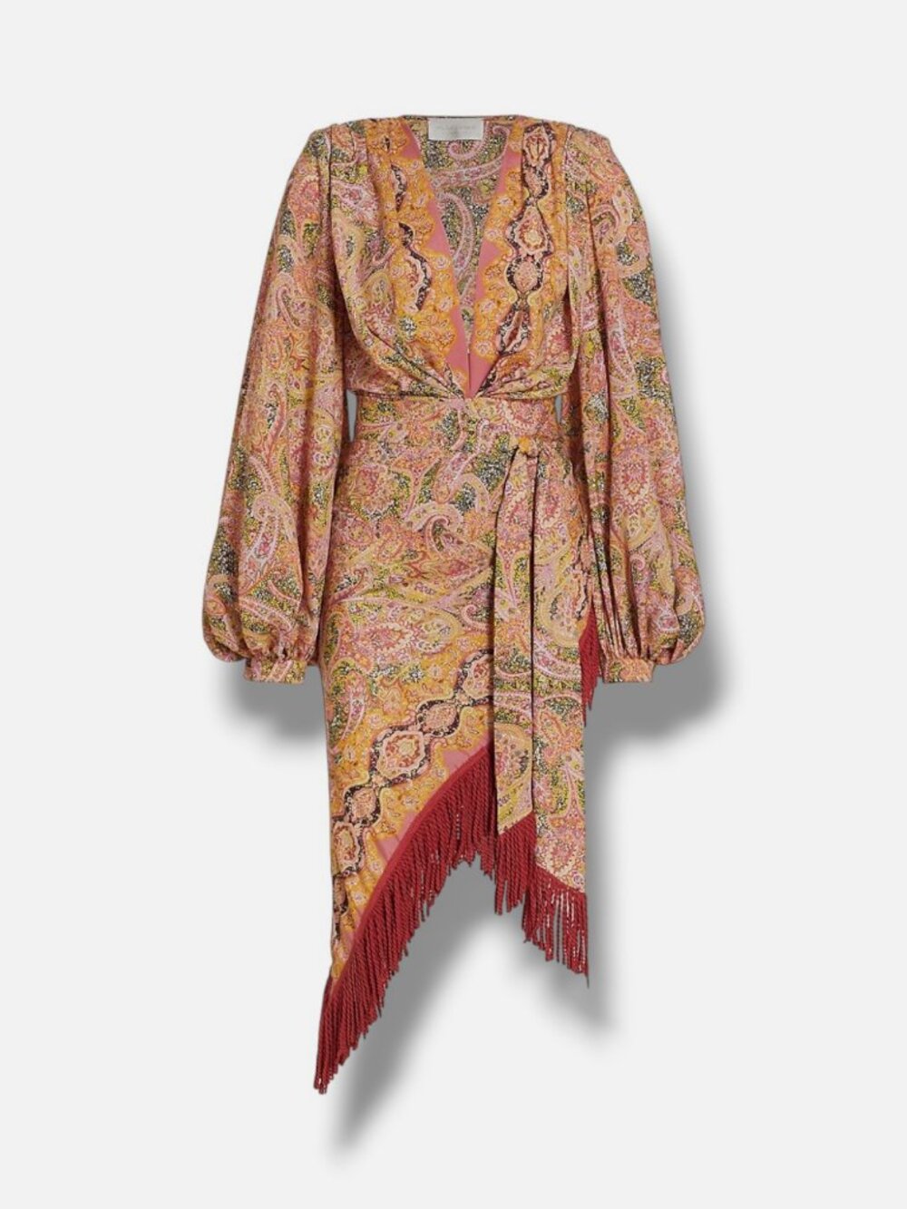 Bronx and Banco Womens' Red Farah Fringe MIDI-Dress Size L